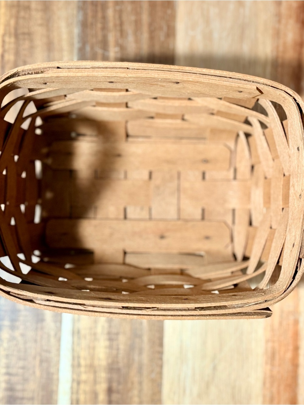 Vintage Longaberger Small Market Basket | Handwoven Wood, Leather Handles - Picture 7 of 12